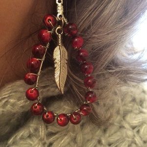 Red quartz wire wrapped hoops